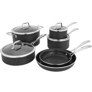 Henckels Made in Italy, Granitium Notte 10-piece Nonstick Cookware Set, Black